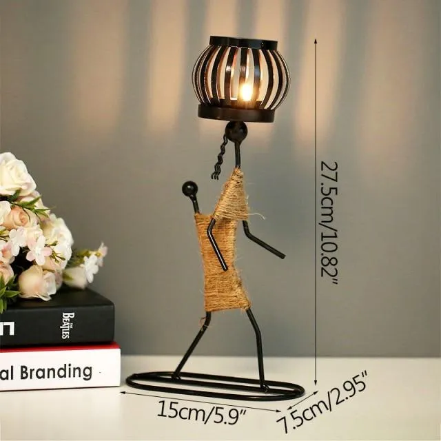 Main En Métal Hommes Chandelier Ornement Décoration de La Maison Bougeoir Chandelier Décor Miniature Modèle À La Main Figurines Art Cadeaux