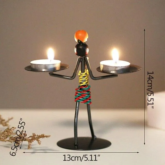 Main En Métal Hommes Chandelier Ornement Décoration de La Maison Bougeoir Chandelier Décor Miniature Modèle À La Main Figurines Art Cadeaux