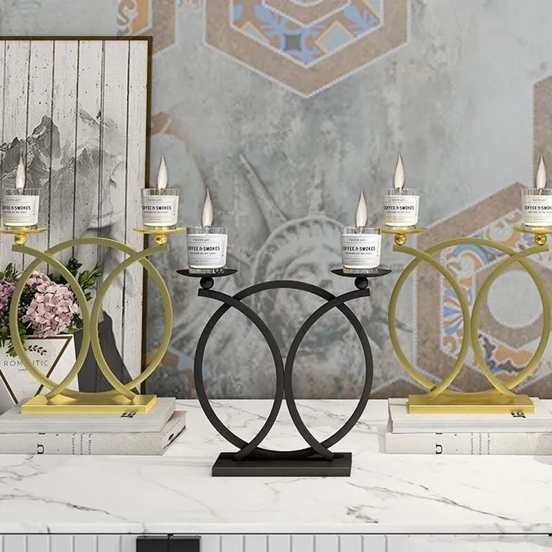 Décoration créative faite à la main chandelier rond en métal bougeoir décoration de la maison frunishings décoration de mariage bougeoir ornements