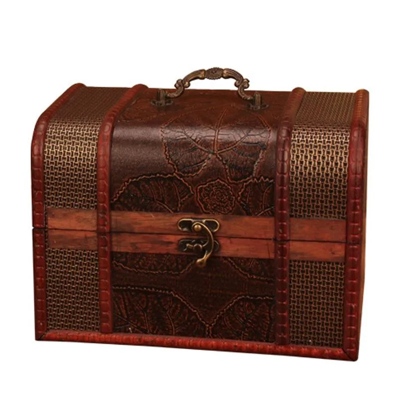 Coffre au trésor en bois créatif rétro européen boîte d'emballage boîte d'emballage boîte de rangement de bijoux accessoires de chambre secrète ornements cadeaux