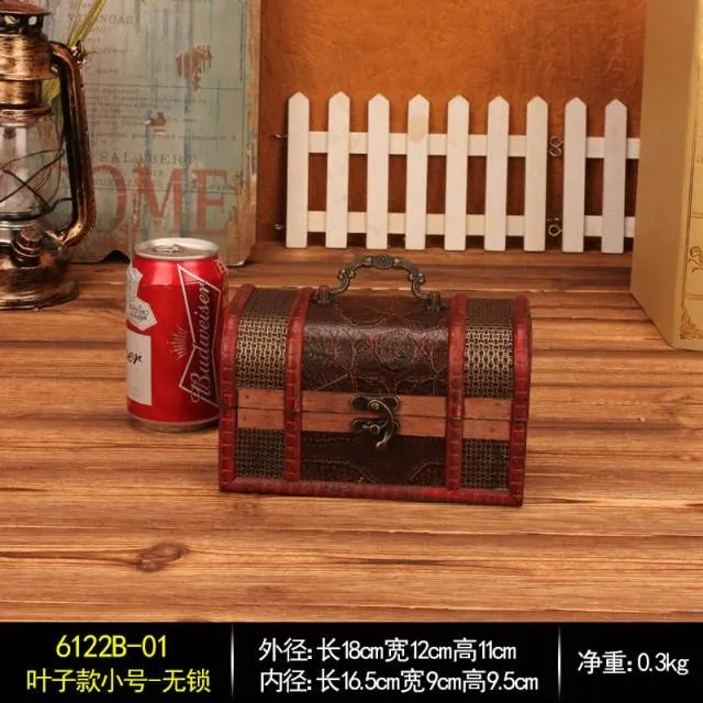 Coffre au trésor en bois créatif rétro européen boîte d'emballage boîte d'emballage boîte de rangement de bijoux accessoires de chambre secrète ornements cadeaux