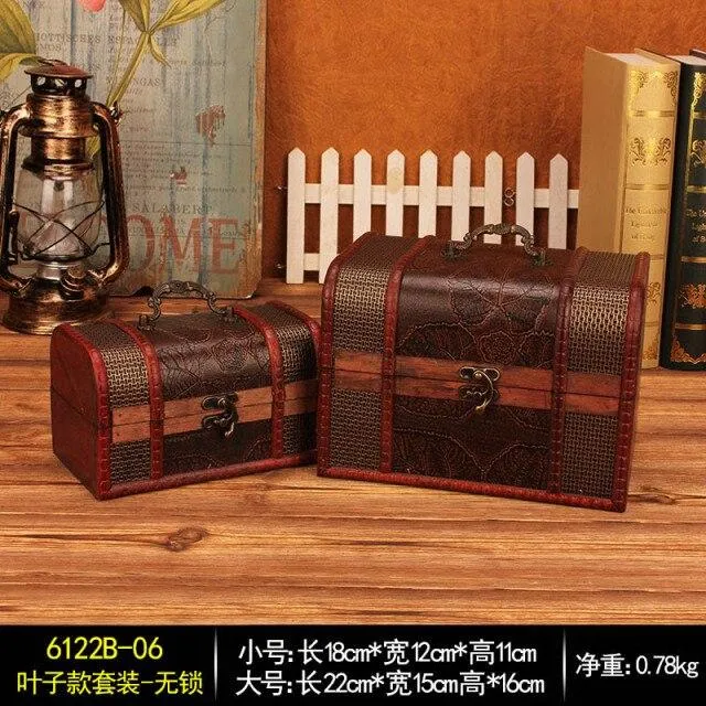 Coffre au trésor en bois créatif rétro européen boîte d'emballage boîte d'emballage boîte de rangement de bijoux accessoires de chambre secrète ornements cadeaux