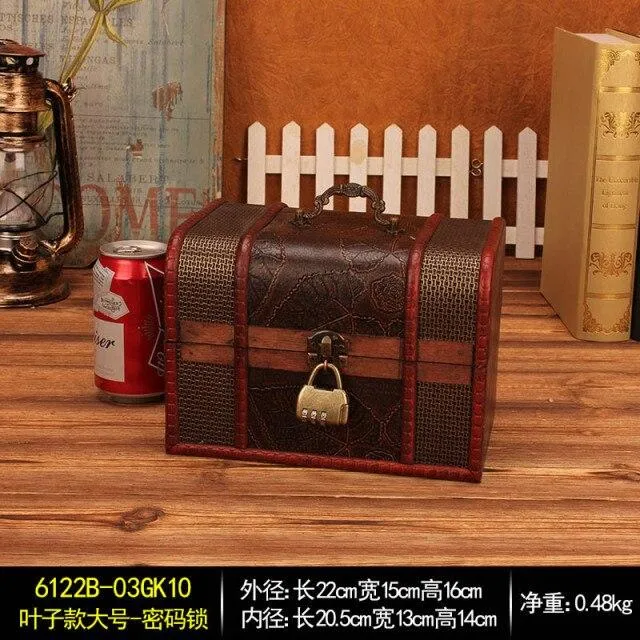 Coffre au trésor en bois créatif rétro européen boîte d'emballage boîte d'emballage boîte de rangement de bijoux accessoires de chambre secrète ornements cadeaux