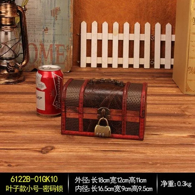 Coffre au trésor en bois créatif rétro européen boîte d'emballage boîte d'emballage boîte de rangement de bijoux accessoires de chambre secrète ornements cadeaux