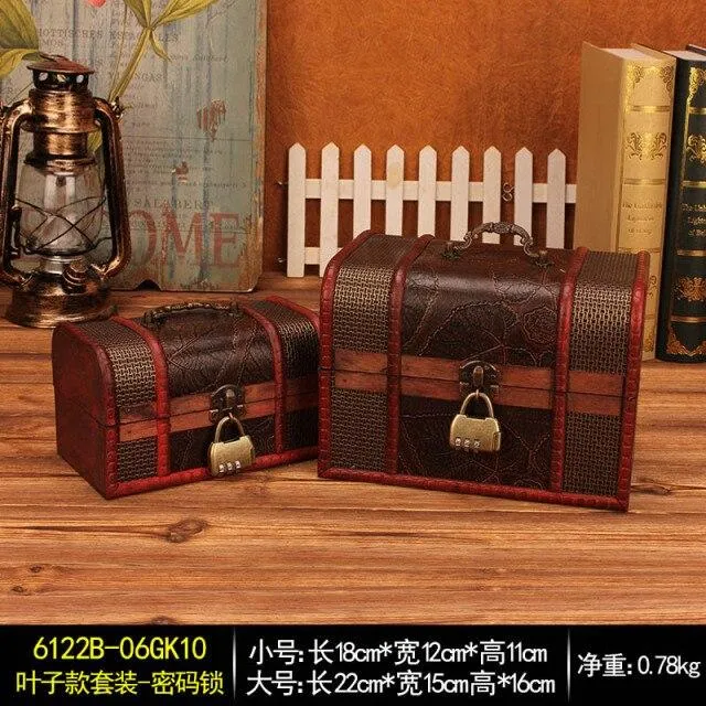 Coffre au trésor en bois créatif rétro européen boîte d'emballage boîte d'emballage boîte de rangement de bijoux accessoires de chambre secrète ornements cadeaux