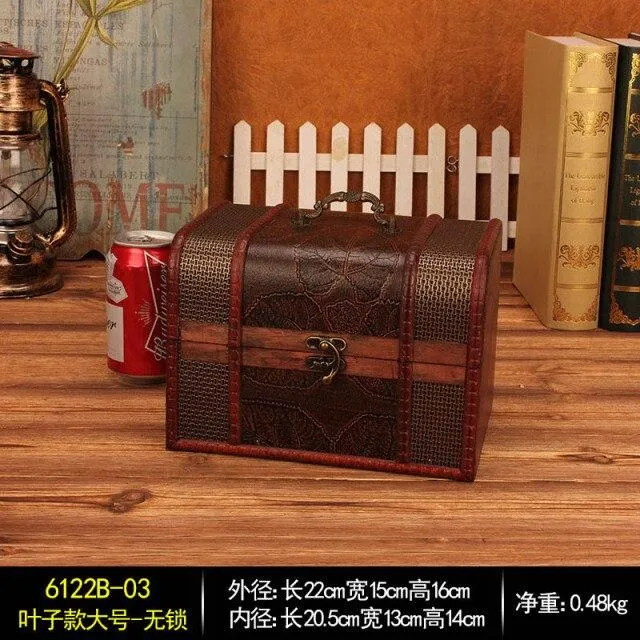Coffre au trésor en bois créatif rétro européen boîte d'emballage boîte d'emballage boîte de rangement de bijoux accessoires de chambre secrète ornements cadeaux