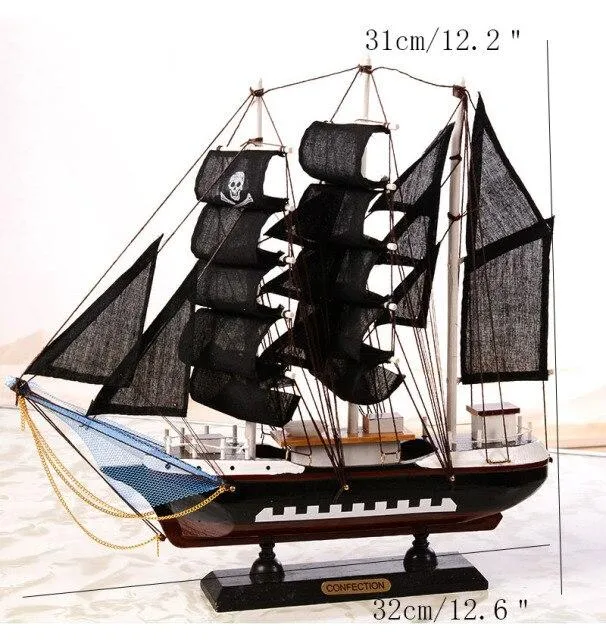 Artisanat en bois Style méditerranéen lisse bateau à voile Figurines bleu voilier ornements miniatures bureau à domicile décor de bureau cadeau