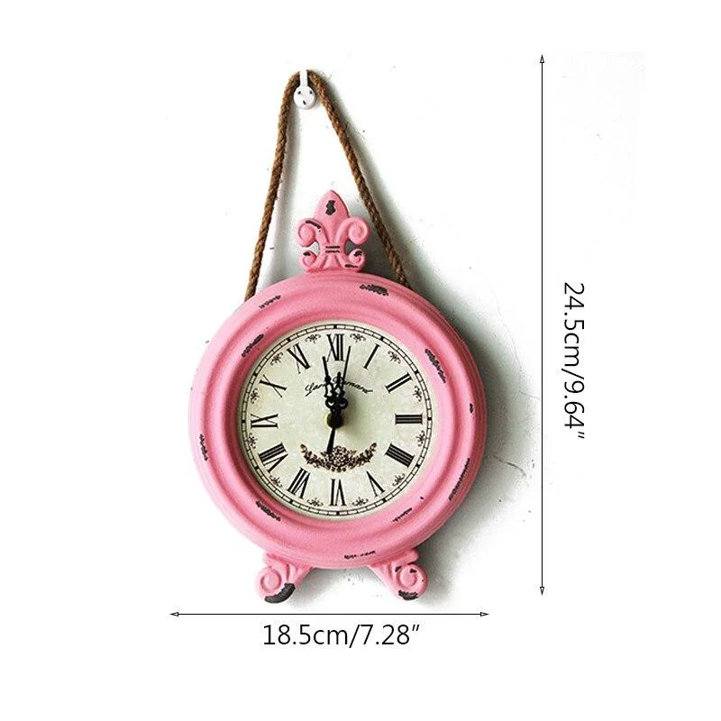 Horloge en bois antique horloge à Quartz horloge artisanale en bois maison tenture murale décoration corde de chanvre ronde petite horloge murale