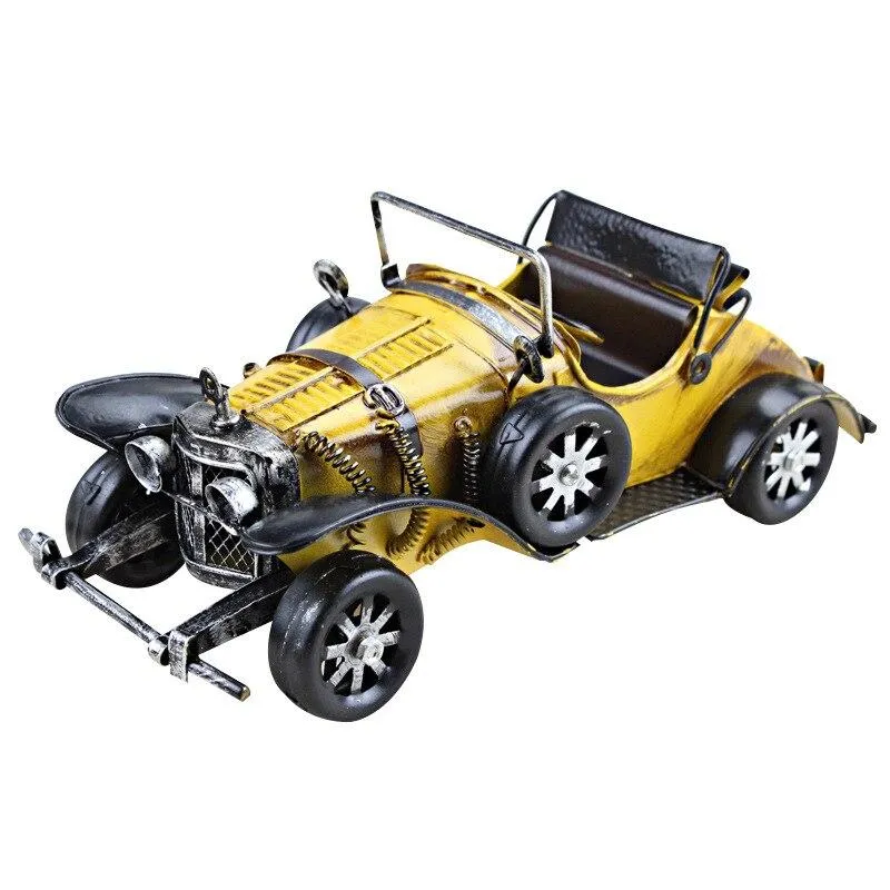 Vintage à la main classique voiture modèle ornements fer artisanat véhicule Figurines rétro voiture Miniature Bar ameublement enfant jouets cadeaux