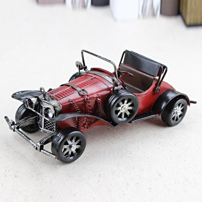 Vintage à la main classique voiture modèle ornements fer artisanat véhicule Figurines rétro voiture Miniature Bar ameublement enfant jouets cadeaux