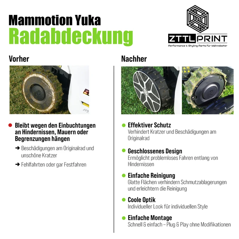 Mammotion Yuka Mähroboter Performance Komplettpaket Radabdeckungen