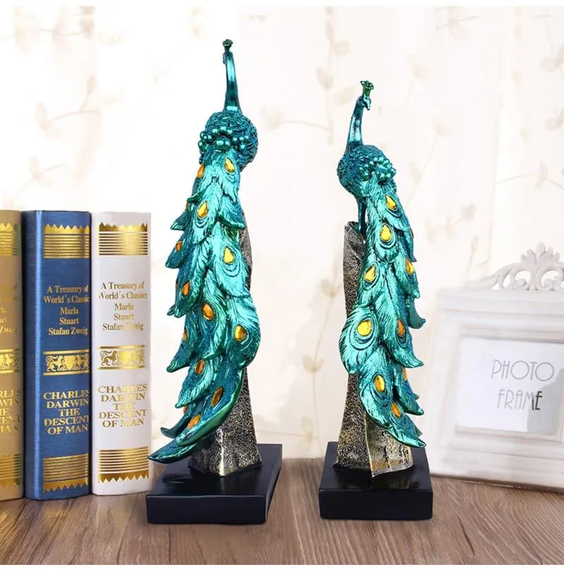 Ménage Résine Paon Ornements Or Paon Figurines Miniatures Résine Bureau Artisanat Décor À La Maison Accessoires Cadeaux D'affaires