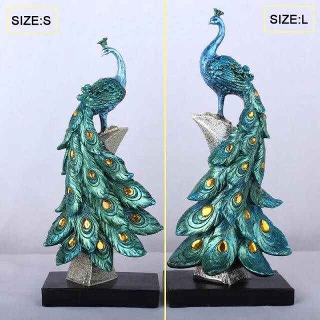 Ménage Résine Paon Ornements Or Paon Figurines Miniatures Résine Bureau Artisanat Décor À La Maison Accessoires Cadeaux D'affaires