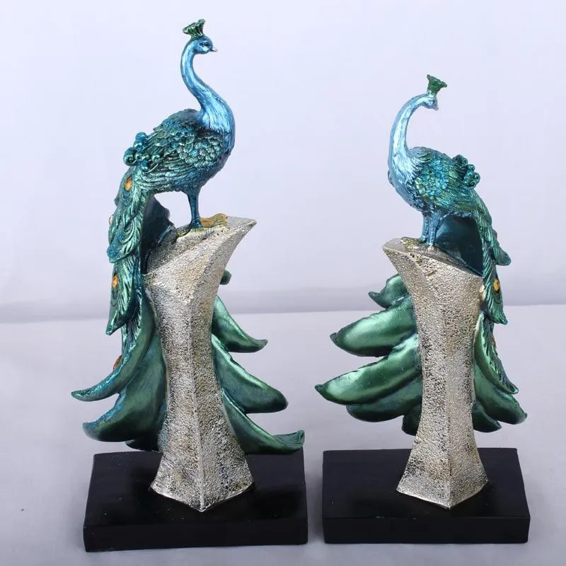 Ménage Résine Paon Ornements Or Paon Figurines Miniatures Résine Bureau Artisanat Décor À La Maison Accessoires Cadeaux D'affaires