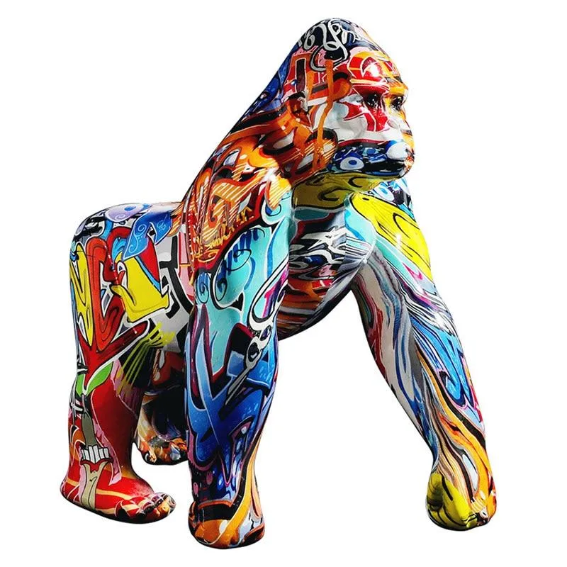 Nordique créatif coloré Graffiti gorille Sculpture et Statue décoration de la maison ornement bureau décoration Artware année cadeaux