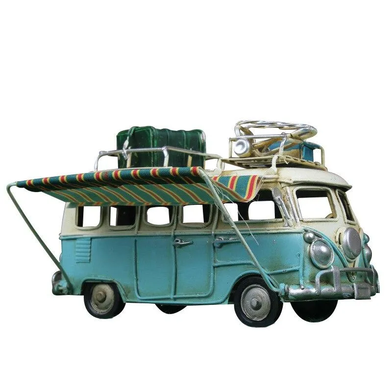Décoration de la maison Classique En Métal Modèle De Bus Ornements Antique Bus Figurines En Métal Artisanat Photographie Props Enfants Jouets Cadeaux D'anniversaire