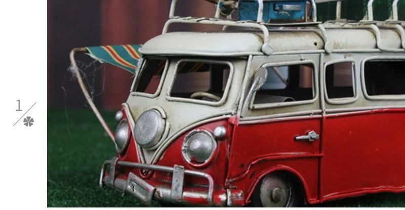 Décoration de la maison Classique En Métal Modèle De Bus Ornements Antique Bus Figurines En Métal Artisanat Photographie Props Enfants Jouets Cadeaux D'anniversaire
