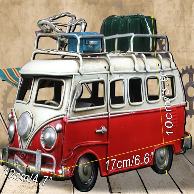 Décoration de la maison Classique En Métal Modèle De Bus Ornements Antique Bus Figurines En Métal Artisanat Photographie Props Enfants Jouets Cadeaux D'anniversaire