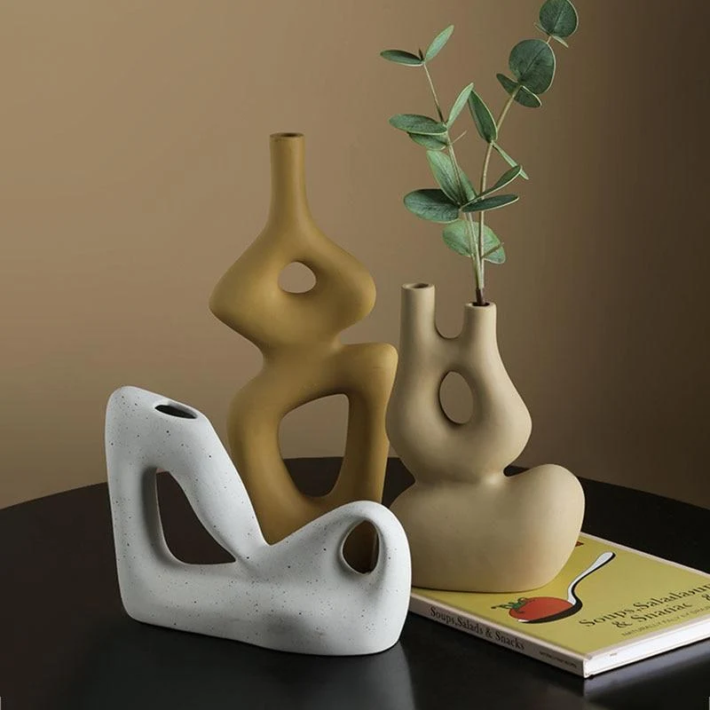 Nordique Art Décoration Simplicité Géométrique Vase Céramique Artisanat Salon Arrangement De Fleurs Décoration De La Maison Ameublement Cadeaux