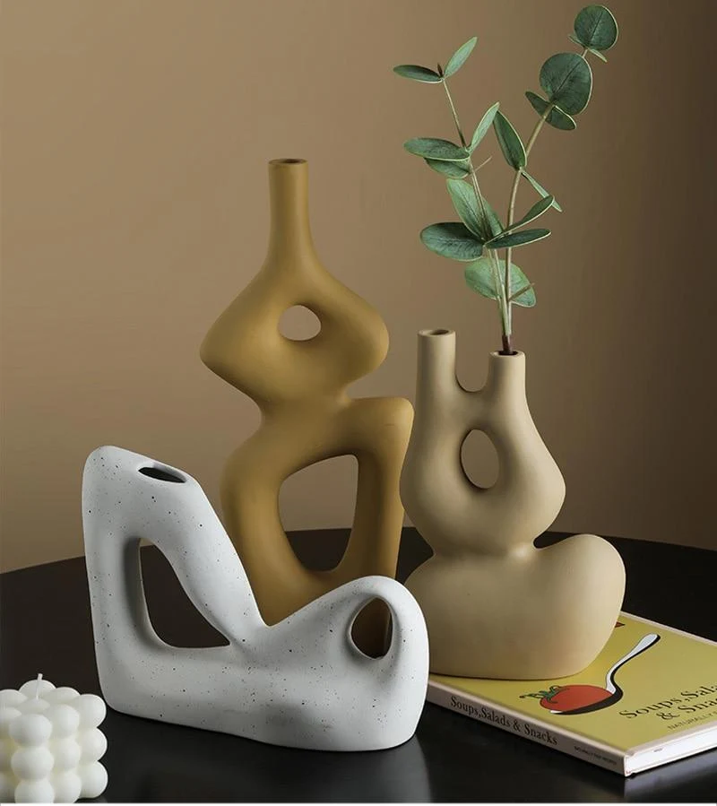 Nordique Art Décoration Simplicité Géométrique Vase Céramique Artisanat Salon Arrangement De Fleurs Décoration De La Maison Ameublement Cadeaux