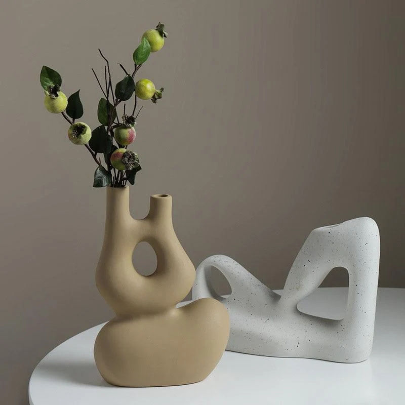 Nordique Art Décoration Simplicité Géométrique Vase Céramique Artisanat Salon Arrangement De Fleurs Décoration De La Maison Ameublement Cadeaux
