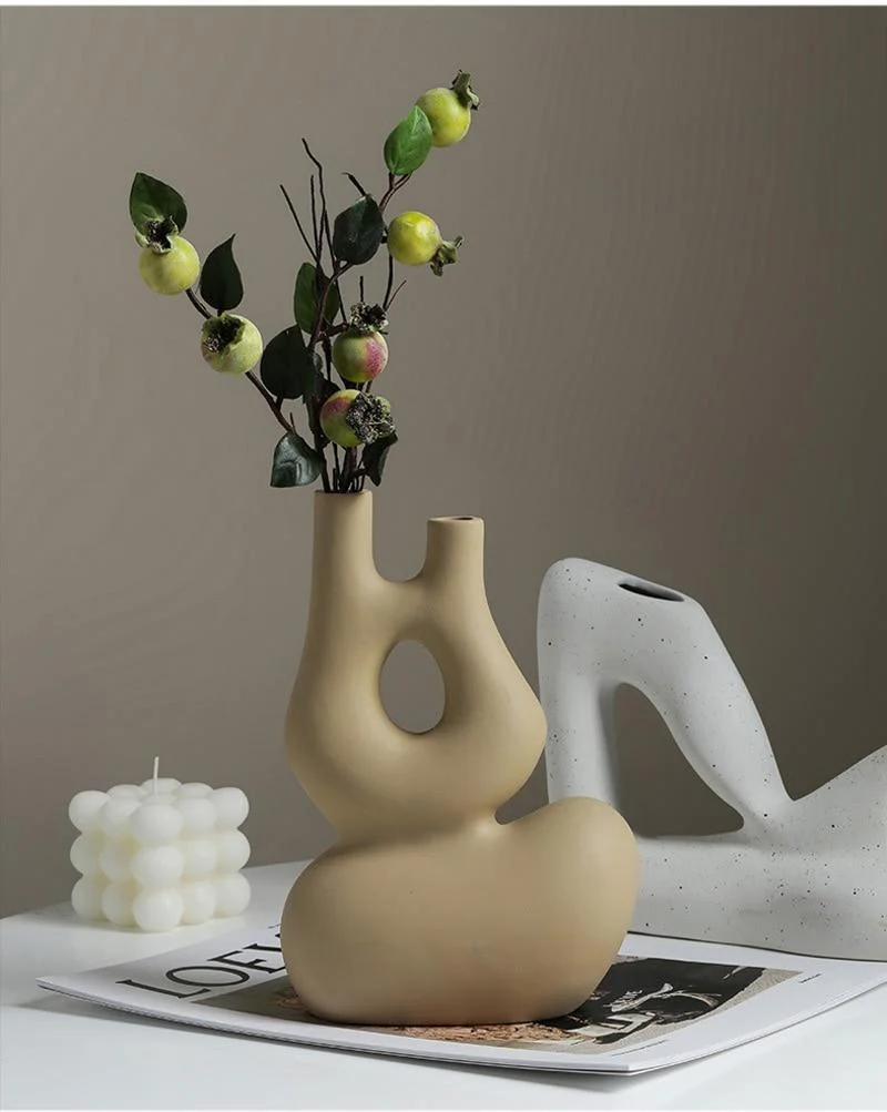 Nordique Art Décoration Simplicité Géométrique Vase Céramique Artisanat Salon Arrangement De Fleurs Décoration De La Maison Ameublement Cadeaux