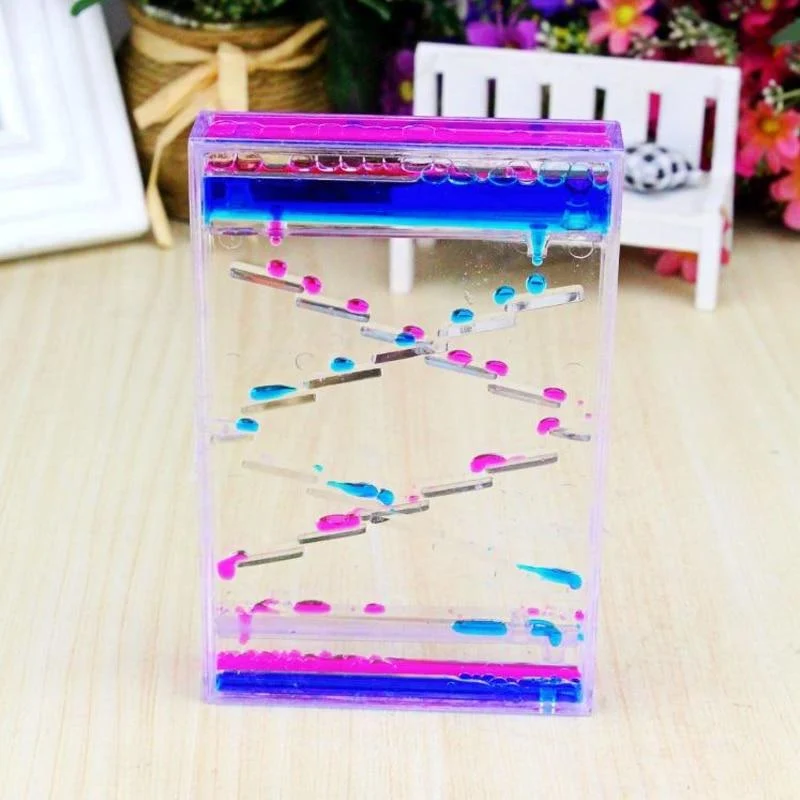 Acrylique Sablier Minuterie Décoration de La Maison Jouet Deux Couleurs Goutte D'huile Échelle Liquide Goutte D'eau Ornements Créatifs Figurines Décor De Bureau