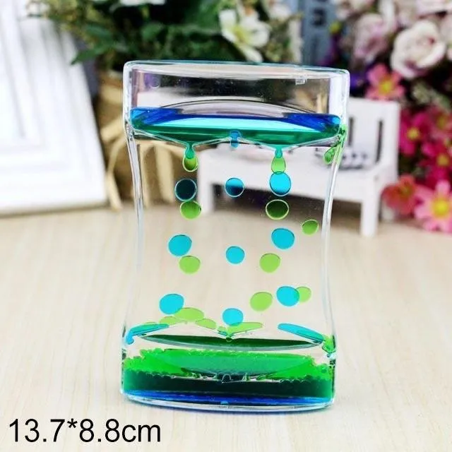 Acrylique Sablier Minuterie Décoration de La Maison Jouet Deux Couleurs Goutte D'huile Échelle Liquide Goutte D'eau Ornements Créatifs Figurines Décor De Bureau