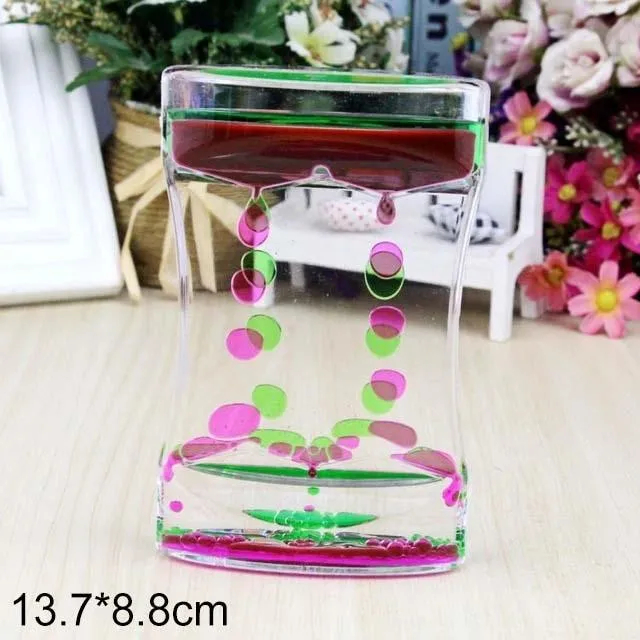 Acrylique Sablier Minuterie Décoration de La Maison Jouet Deux Couleurs Goutte D'huile Échelle Liquide Goutte D'eau Ornements Créatifs Figurines Décor De Bureau
