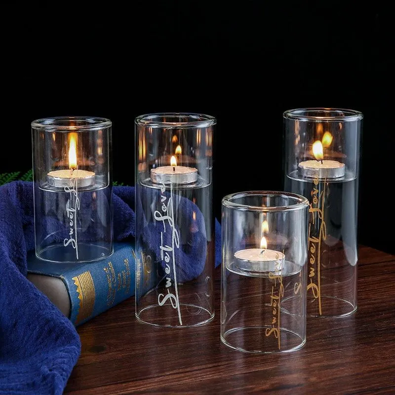Bougeoir en verre transparent simplicité nordique fait à la main artisanat de style européen décoration de la maison chandelier ornements dîner accessoires de fête