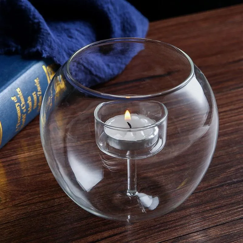 Bougeoir en verre transparent simplicité nordique fait à la main artisanat de style européen décoration de la maison chandelier ornements dîner accessoires de fête