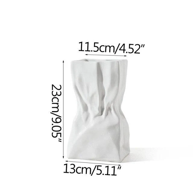 Art Fold Vase Nordique En Céramique Origami Vases Ornement Décoration De La Maison Arrangement De Fleurs Salon Ameublement Artware Figurines