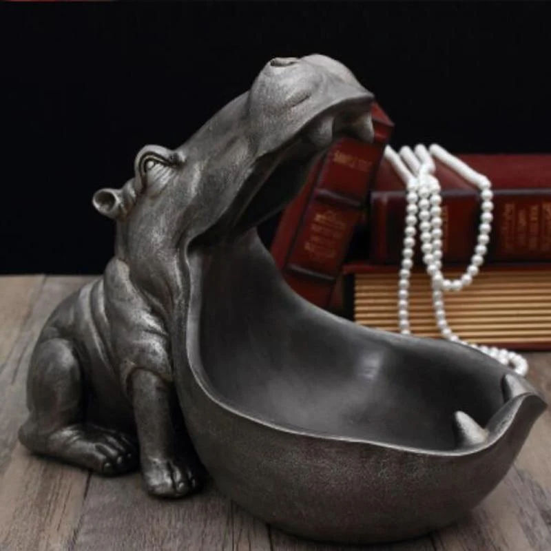 Hippopotame Statue Décoration de La Maison Résine Artware Sculpture Statue Décor Divers Stockage Bureau Décoration Accessoires Ornement