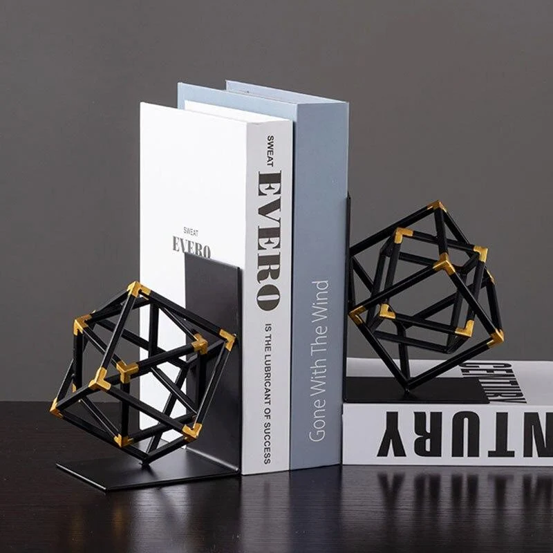 Étagère de rangement de livre moderne européen décor à la maison support de livre cube en métal nordique serre-livres créatifs ornement décoration de bureau artisanat