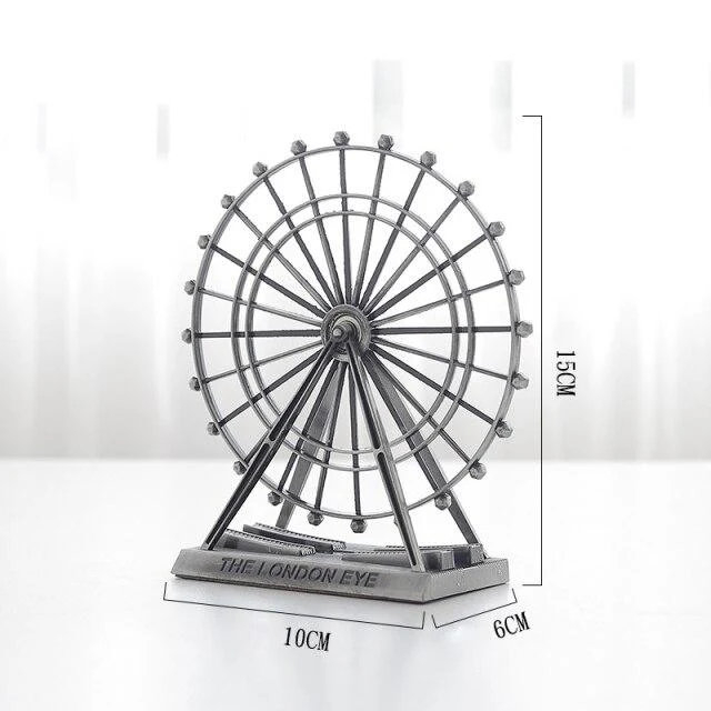 Main Nordique INS Style Grande Roue Bureau Décoration Ornements Modèle Miniature Figurine Cadeaux D'anniversaire Sculpture En Métal Décoration de La Maison