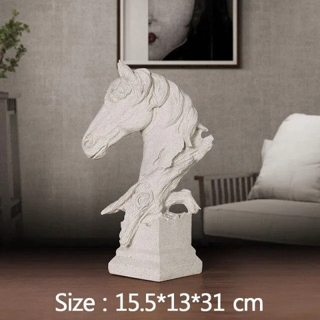 Décor à la maison Cheval Statue Antique Tête De Cheval Sculpture Salon Affichage Figurines Artisanat Décoration Cadeaux Ameublement