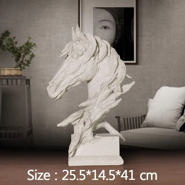 Décor à la maison Cheval Statue Antique Tête De Cheval Sculpture Salon Affichage Figurines Artisanat Décoration Cadeaux Ameublement