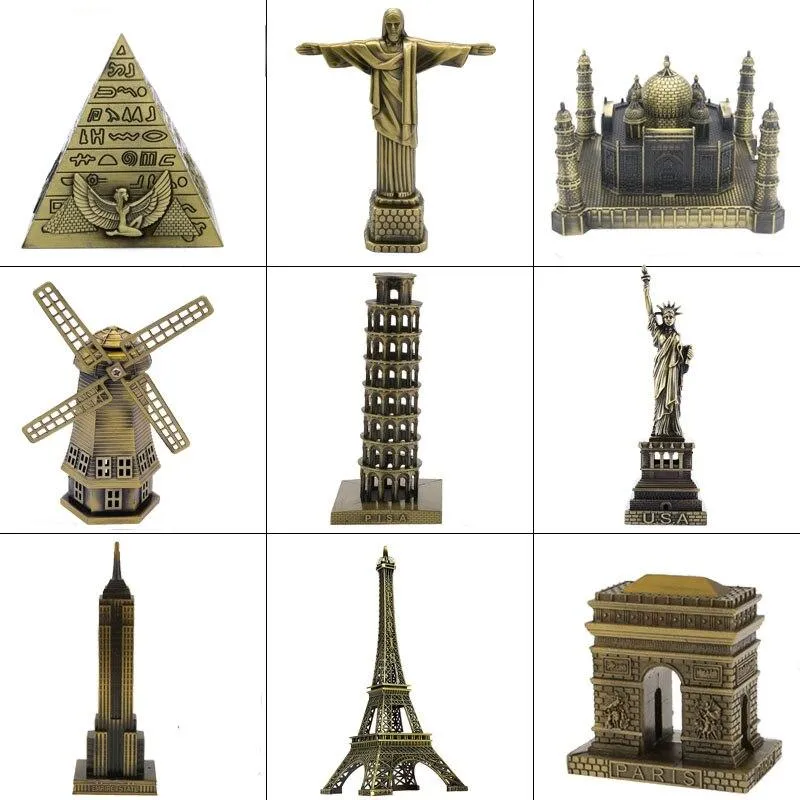 Décoration de la maison en métal Architecture Figurine mondialement célèbre monument bâtiment Souvenir Statue décor de bureau cadeaux d'anniversaire artisanat