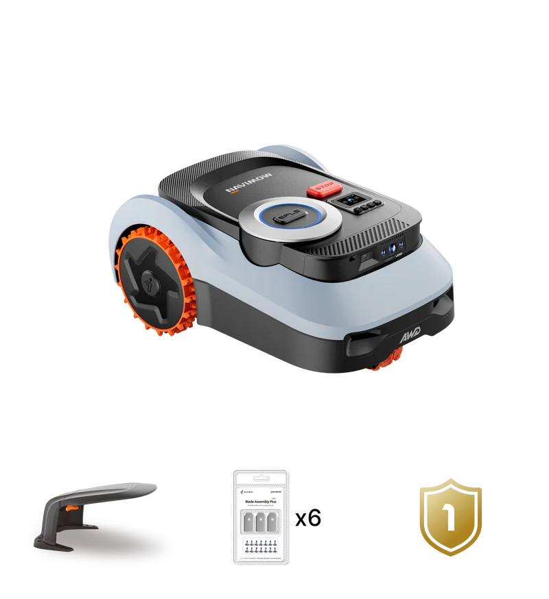 Navimow i210 LiDAR Pro + Garage M + Kit de Lames Plus (lot de 6) + Extension de garantie 1 an