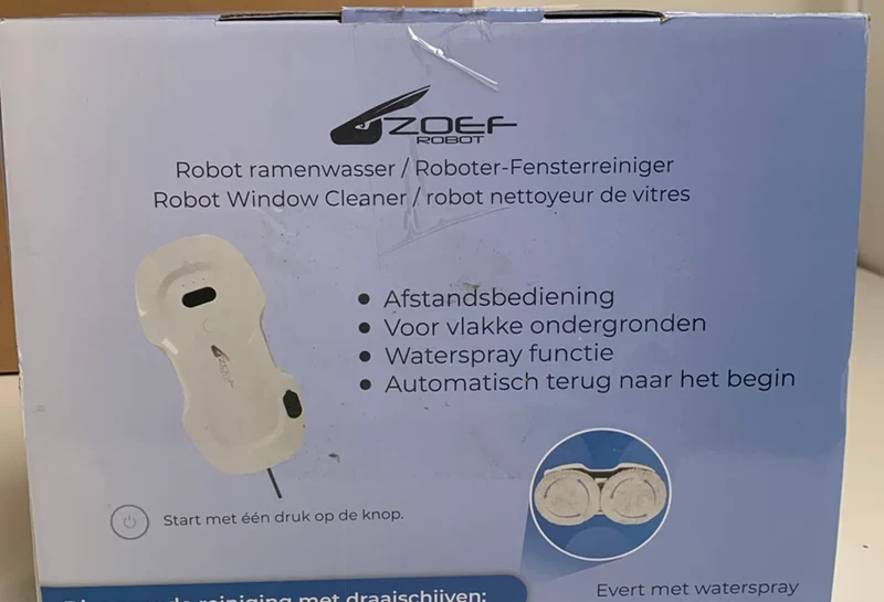 Zoef Robot raamwasser Evert met waterspray - Enkele gebruikssporen