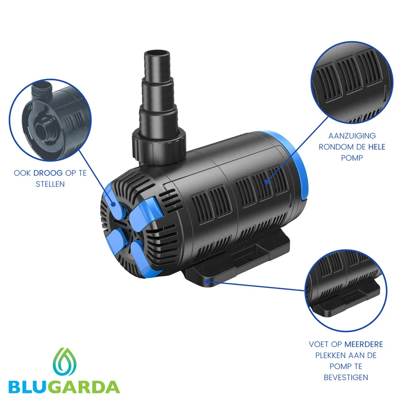 BluFlow 8.000 - Pompe de Bassin Réglable - 18-80 watts - Incl. Contrôleur