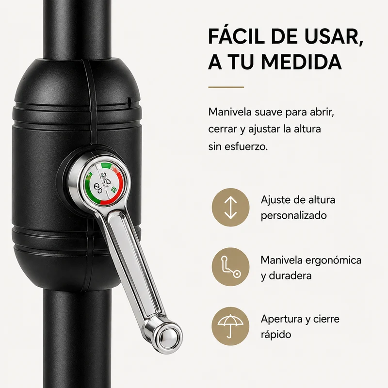 Pack Sombrilla Recta 3m Kaki + Base Redonda Rellenable