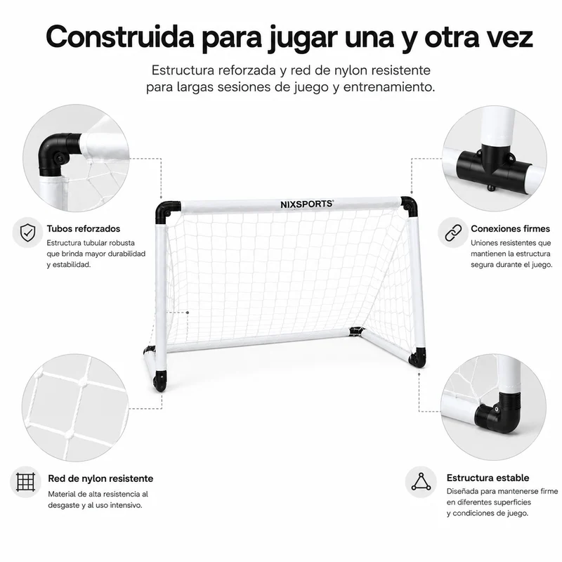 Portería De Fútbol Plegable Con Red Resistente Y Bolsa De Transporte