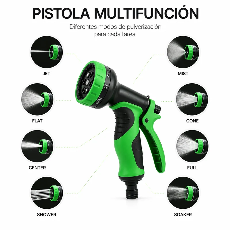 Manguera Extensible de Jardín 15 m con Pistola Multifunción