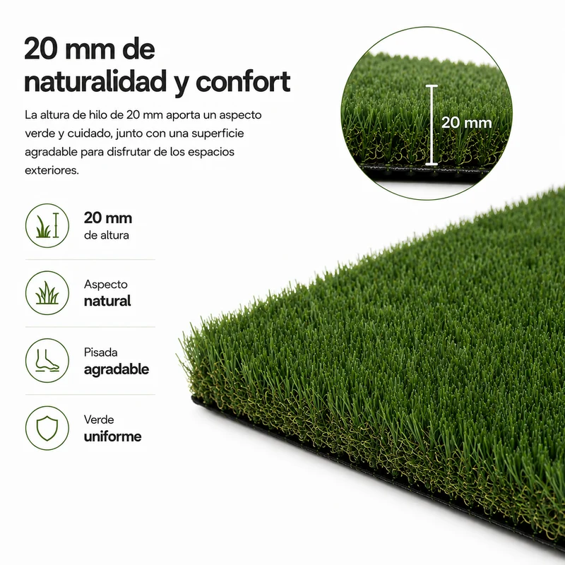 Rollo Césped Artificial Premium 20 mm