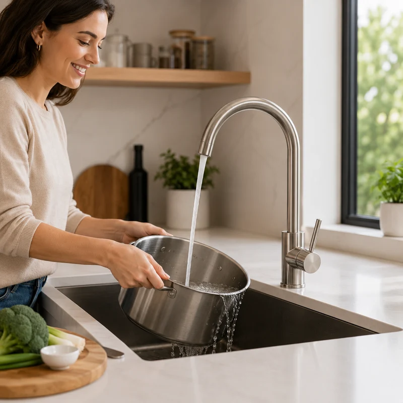 Grifo De Cocina Caño Giratorio 360° Anti Huellas