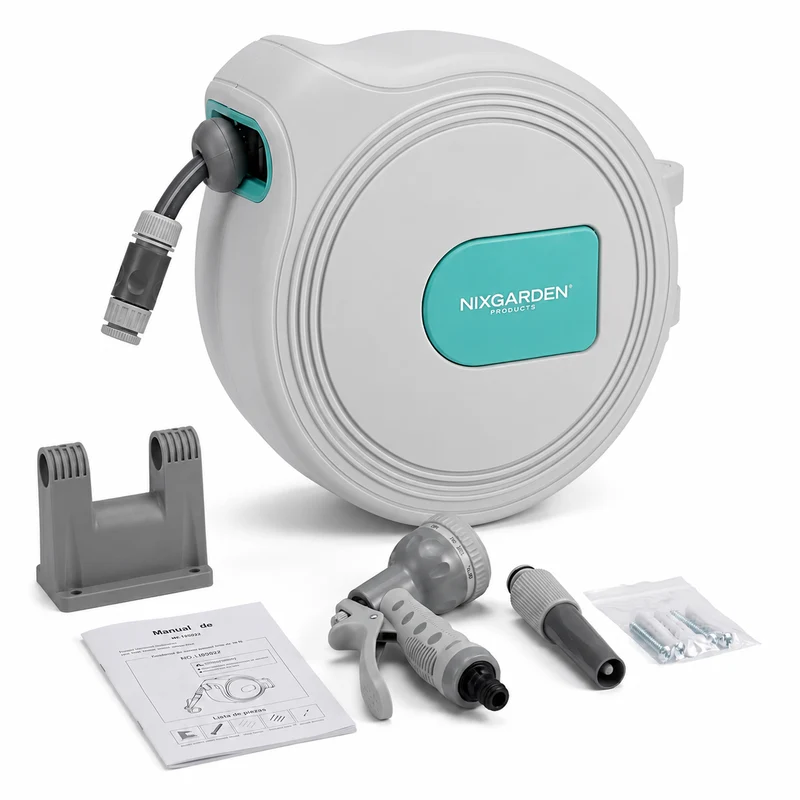 Enrollador Automático De Manguera 30 m Con Soporte De Pared