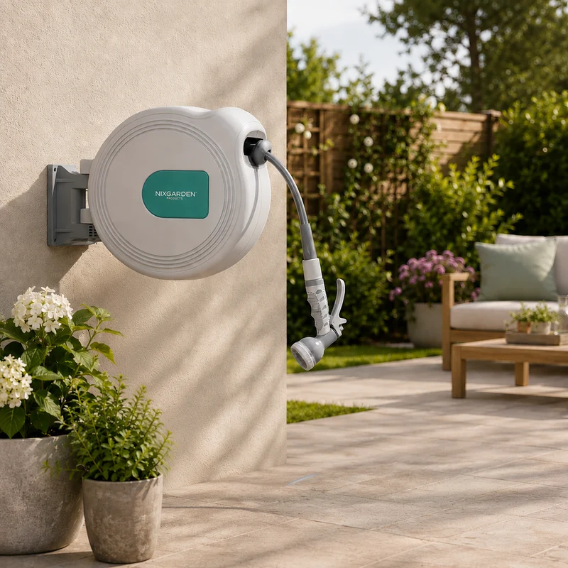 Enrollador De Manguera Automático 10 m Con Soporte De Pared