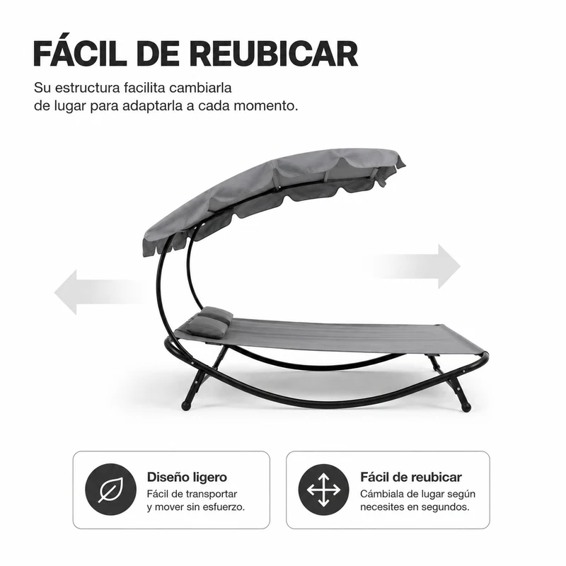 Tumbona Doble de Jardín Balancín con Parasol Ajustable