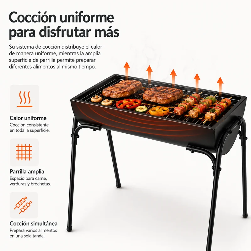 Barbacoa Portátil De Carbón Exterior Con Parrilla Grande